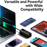 Incarcator Baseus PowerCombo Digital PowerStrip (PSLA020101), 3xAC, 2xUSB, 2xType-C, 65W with Cable Type-C 100W, Negru