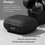 Casti Ringke Protection Case Onyx Magnetic, for Samsung Galaxy Buds 3 / 3 Pro / 3 FE, Non-Slip Texture, Carabiner Hole, Negru