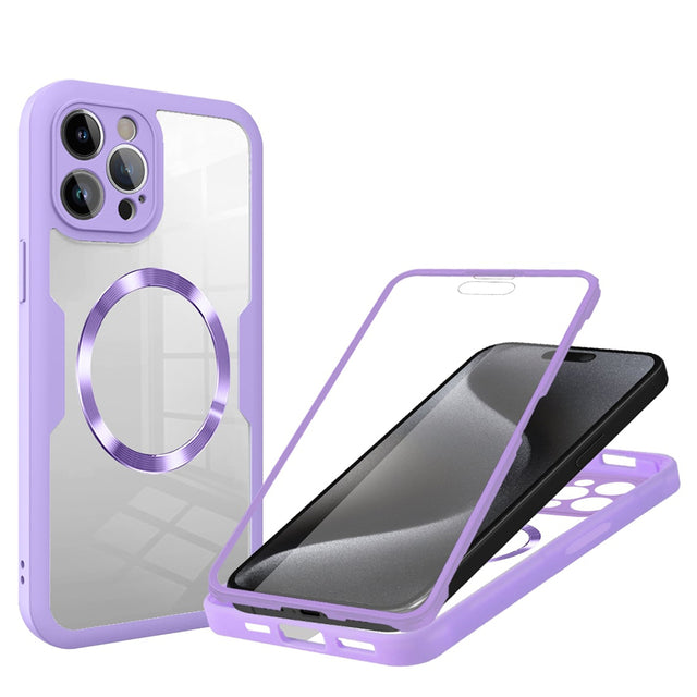 Folie de protectie Techsuit ColorVerse 360 MagSafe Series + compatibil cu iPhone 15 Pro Max, Mov