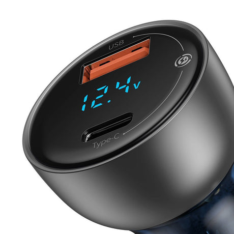 Incarcator Baseus Car (CCKX-C0A), with Digital Display, Type-C PD65W, USB QC4.0, DC 12-24V, Transparent