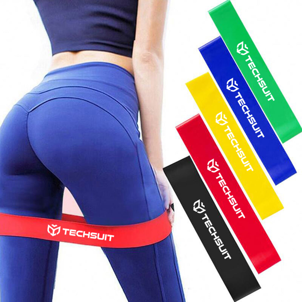 Gadget Techsuit (set de 5) Exercice Elastic Resistance Bands (TS-01), for Home Training, Yoga, Fitness, Pilates, Multicolor