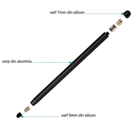 Stylus Techsuit Stylus Pen (JC01), Aluminum Alloy, Android, iOS, Microsoft, Negru