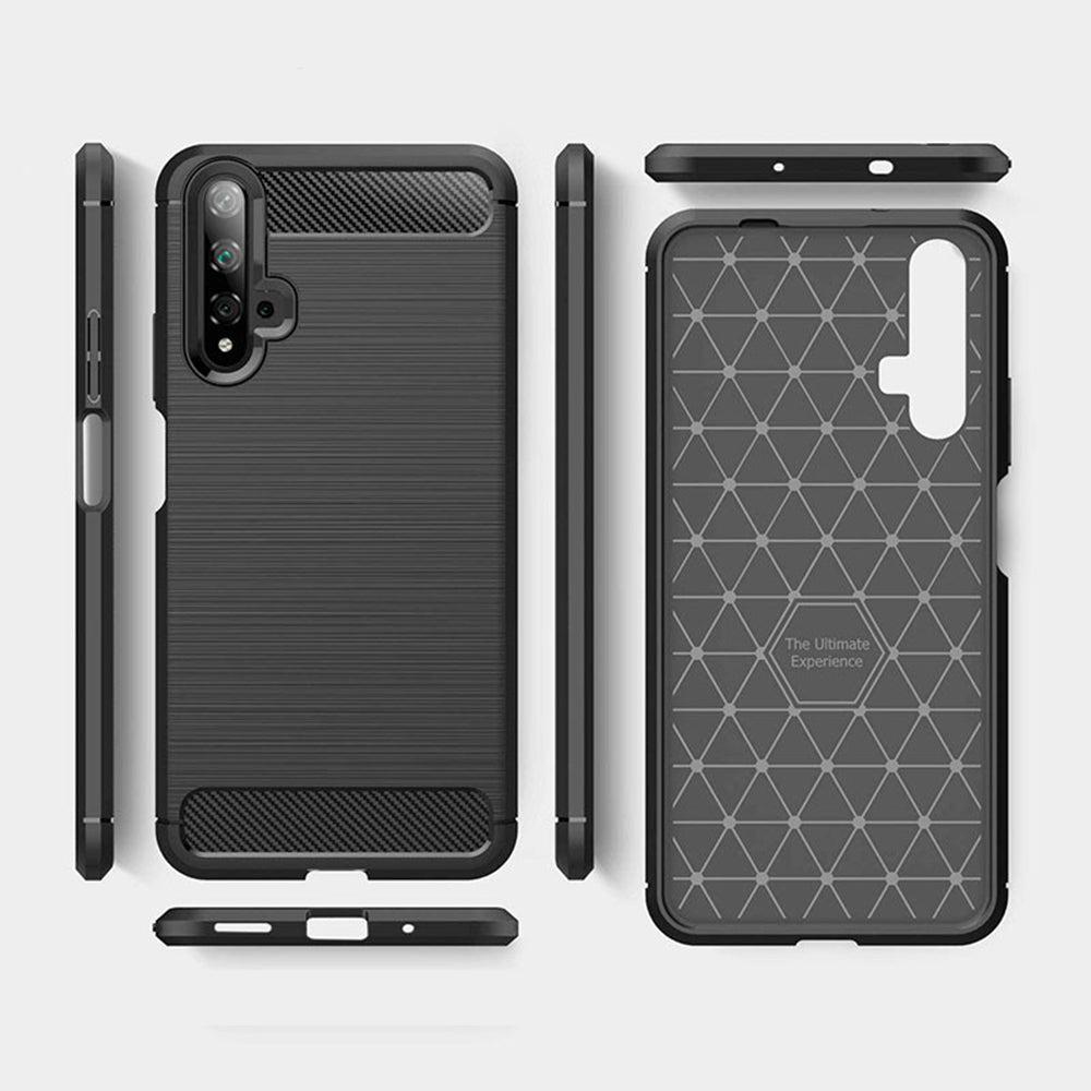 Husa de protectie Techsuit Carbon Silicone compatibil cu Huawei nova 5T / Honor 20, Negru