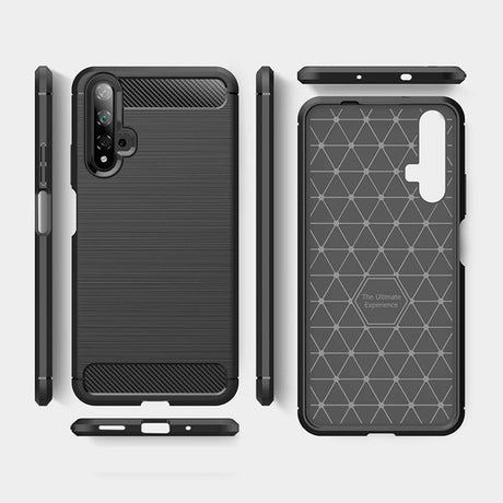 Husa de protectie Techsuit Carbon Silicone compatibil cu Huawei nova 5T / Honor 20, Negru