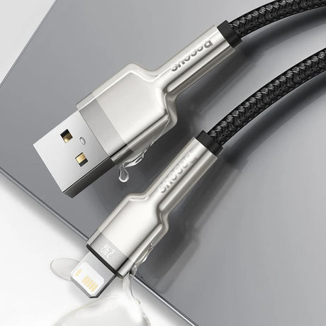 Cablu Baseus Cafule Series Metal (CALJK-B01), USB to Lightning 2.4A, 2m, Negru