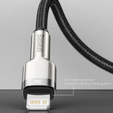 Cablu Baseus Cafule Series Metal (CALJK-B01), USB to Lightning 2.4A, 2m, Negru