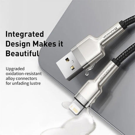 Cablu Baseus Cafule Series Metal (CALJK-B01), USB to Lightning 2.4A, 2m, Negru
