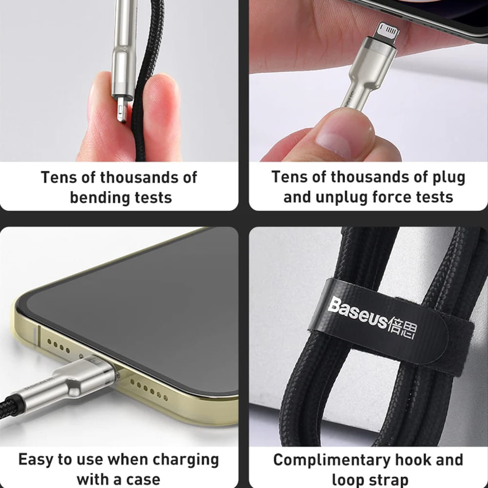 Cablu Baseus Cafule Series Metal (CALJK-B01), USB to Lightning 2.4A, 2m, Negru