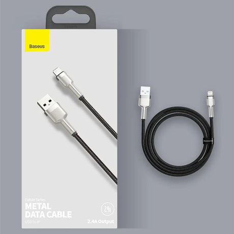 Cablu Baseus Cafule Series Metal (CALJK-B01), USB to Lightning 2.4A, 2m, Negru
