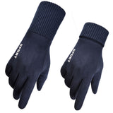 Techsuit Touchscreen Gloves Suede (ST0009), PU Leather, Plush Interior, Albastru