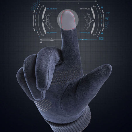 Techsuit Touchscreen Gloves Suede (ST0009), PU Leather, Plush Interior, Albastru
