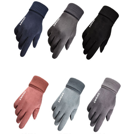 Techsuit Touchscreen Gloves Suede (ST0009), PU Leather, Plush Interior, Albastru