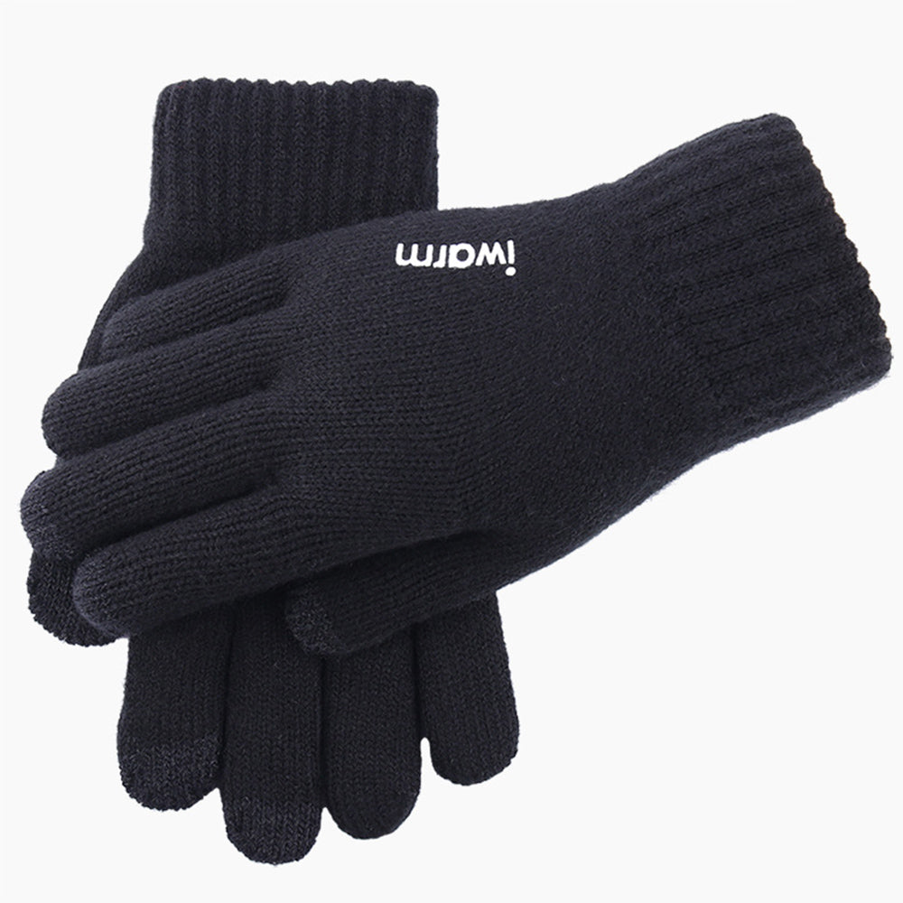 iWarm Touchscreen Gloves (ST0005), Double Layer and Velvet/Acrylic, Size 21cm, Negru