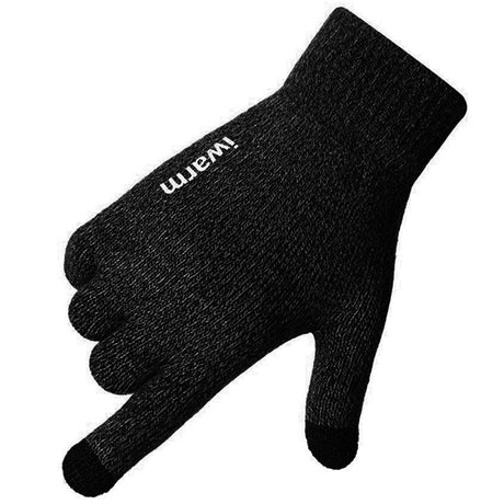 iWarm Touchscreen Gloves (ST0005), Double Layer and Velvet/Acrylic, Size 21cm, Negru