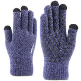 iWarm Touchscreen Gloves (ST0018), Premium Wool, with Non-slip Details, Size 23cm, Albastru