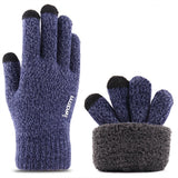 iWarm Touchscreen Gloves (ST0018), Premium Wool, with Non-slip Details, Size 23cm, Albastru