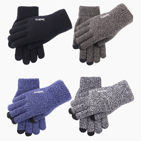 iWarm Touchscreen Gloves (ST0018), Premium Wool, with Non-slip Details, Size 23cm, Albastru