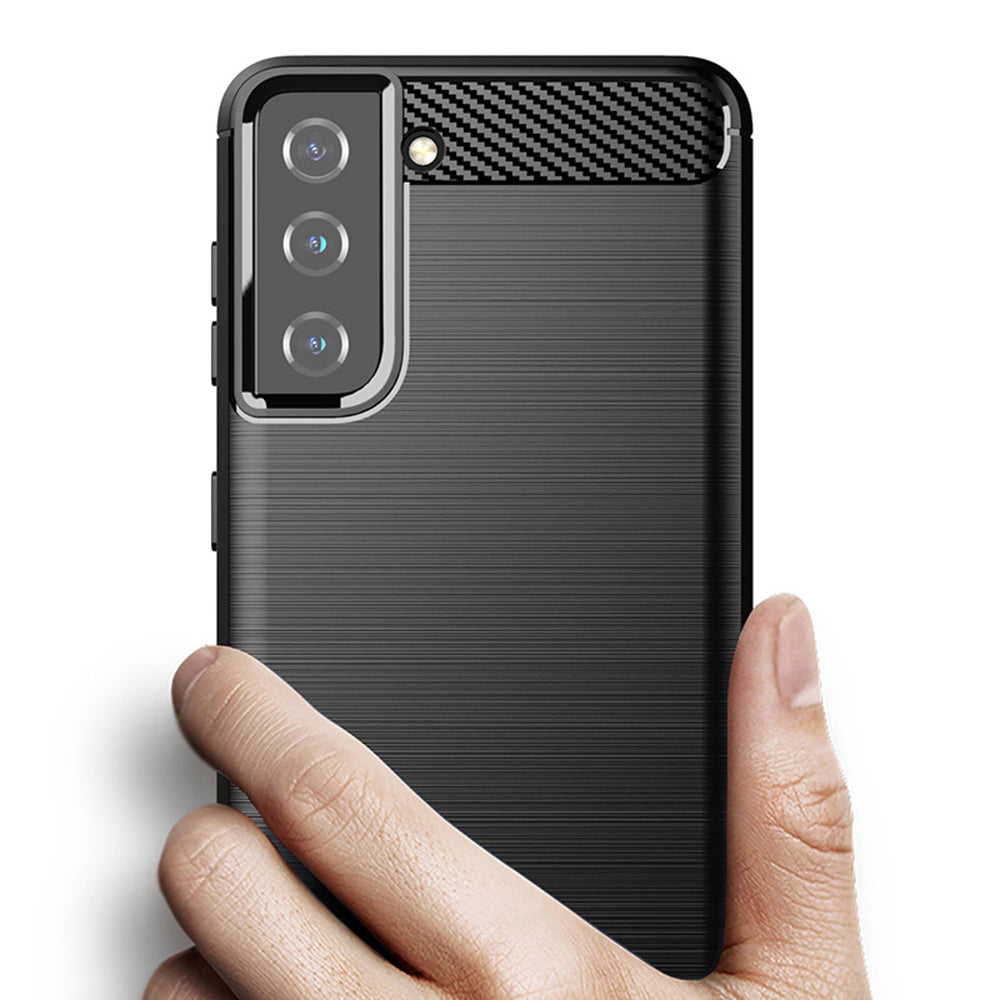 Husa de protectie Techsuit Carbon Silicone compatibil cu Samsung Galaxy S21, Negru