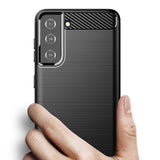 Husa de protectie Techsuit Carbon Silicone compatibil cu Samsung Galaxy S21, Negru