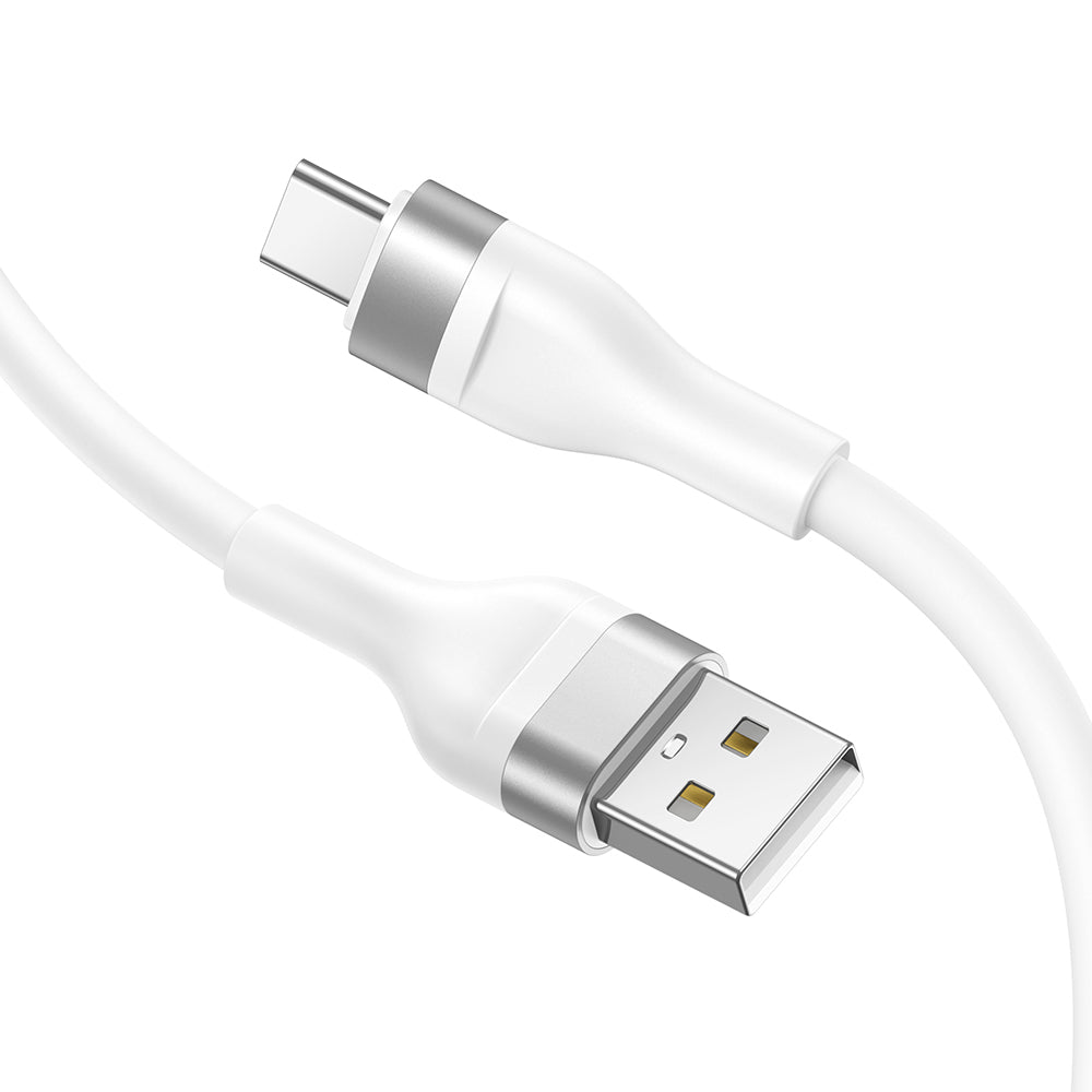 Cablu Lito (LD02C), USB to Type-C, Fast Charging, 2.4A, Tangle-free, Soft Silicone, 1.2m, Alb
