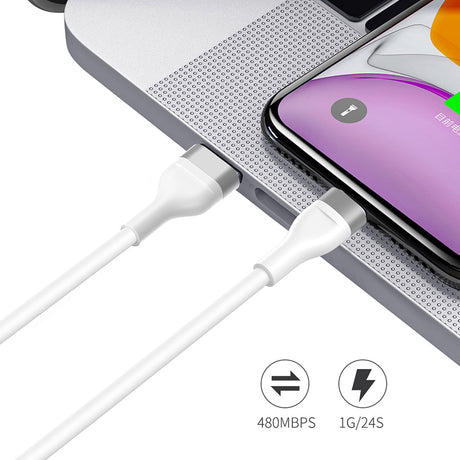 Cablu Lito (LD02C), USB to Type-C, Fast Charging, 2.4A, Tangle-free, Soft Silicone, 1.2m, Alb