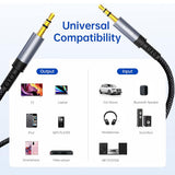 Adaptor Lito Audio Cable Adapter (LA01D), Jack to Jack 3.5mm, Hi-Fi, 24k Gold-plated Contacts, Nylon-braided, 1m, Negru