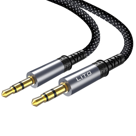 Adaptor Lito Audio Cable Adapter (LA01D), Jack to Jack 3.5mm, Hi-Fi, 24k Gold-plated Contacts, Nylon-braided, 1m, Negru
