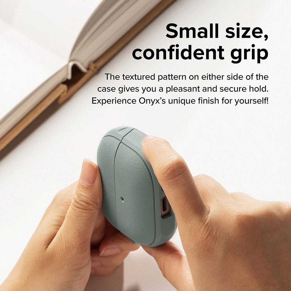 Casti Ringke Protection Case Onyx Magnetic, for Samsung Galaxy Buds 3 / 3 Pro / 3 FE, Non-Slip Texture, Carabiner, Sage Green