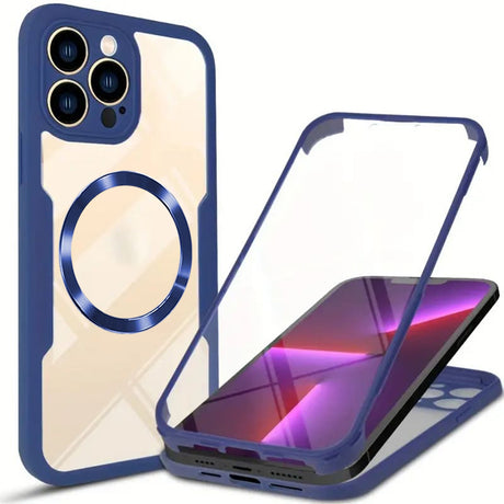 Folie de protectie Techsuit ColorVerse 360 MagSafe Series + compatibil cu iPhone 13 Pro Max, Albastru