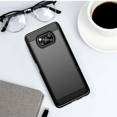 Husa de protectie TechSuit Carbon Silicone compatibil cu Xiaomi Poco X3 / Poco X3 NFC / Poco X3 Pro, Negru