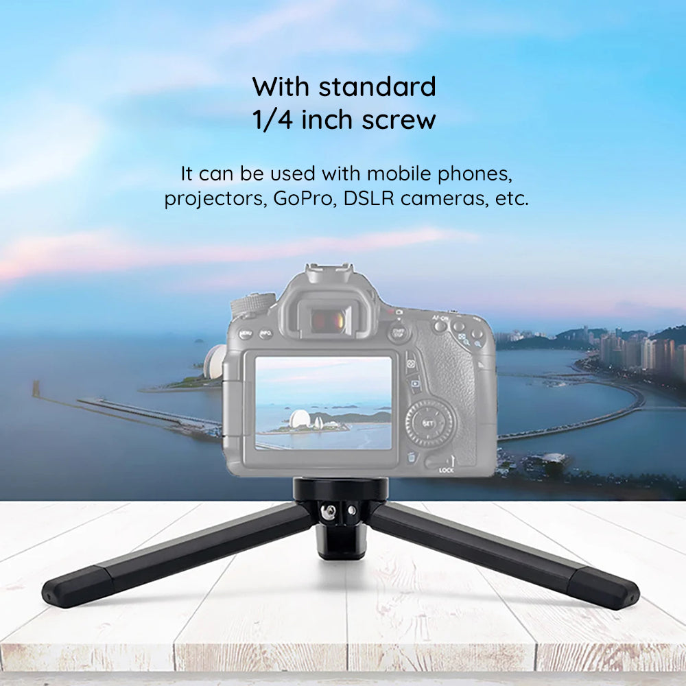 Suport Techsuit Mini Tripod (TPD2), for Selfie Sticks, Universal, with 1/4 inch Screw, Aluminum Alloy, Negru