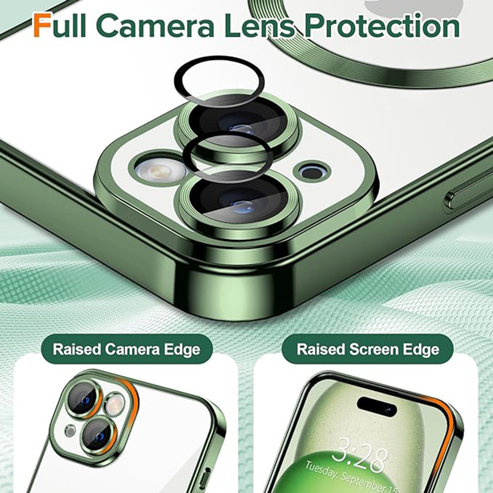 Husa de protectie Techsuit Luxury Crystal MagSafe compatibil cu iPhone 16, Deep Green
