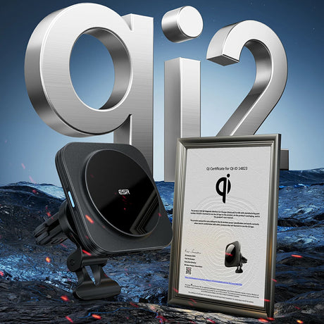 Suport ESR with Wireless Charging Qi2 HaloLock (2B51801), with CryoBoost, MagSafe Compatible, for Air Vent, Negru