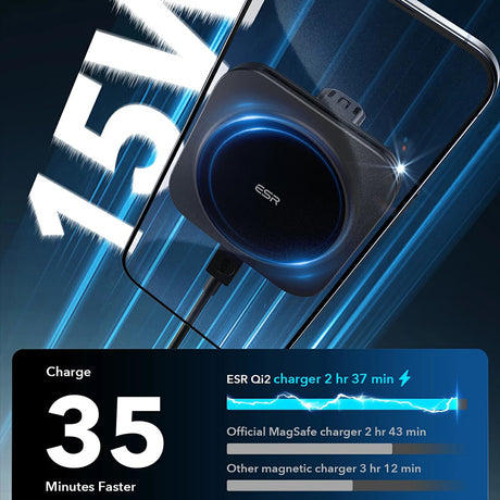 Suport ESR with Wireless Charging Qi2 HaloLock (2B51801), with CryoBoost, MagSafe Compatible, for Air Vent, Negru