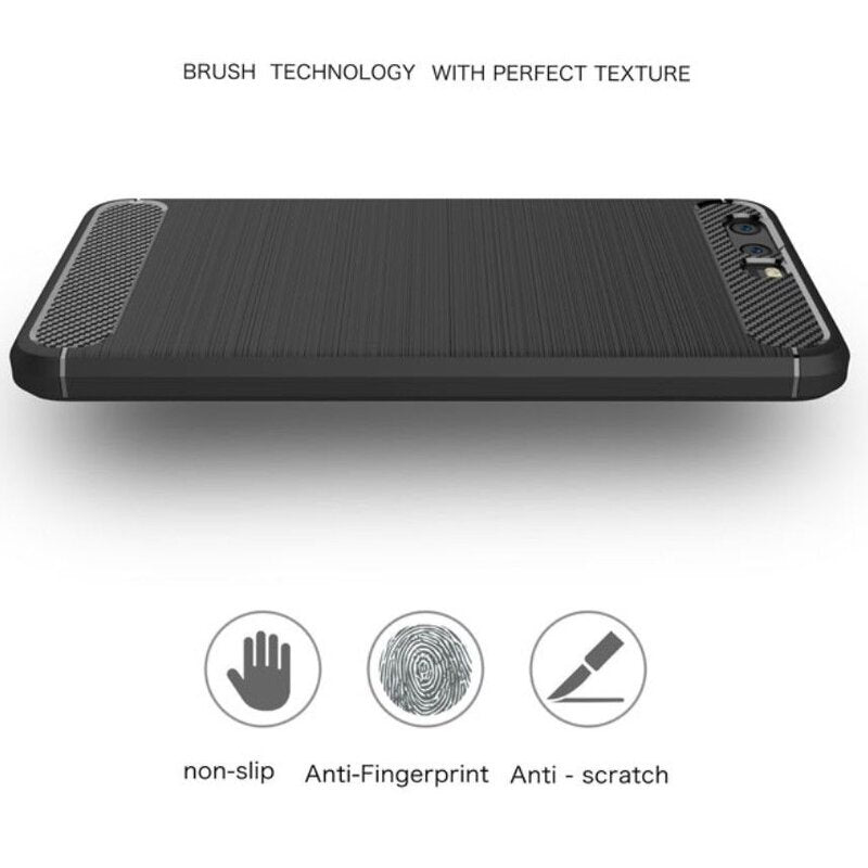 Husa de protectie Techsuit Carbon Silicone compatibil cu Huawei P10 Plus, Negru