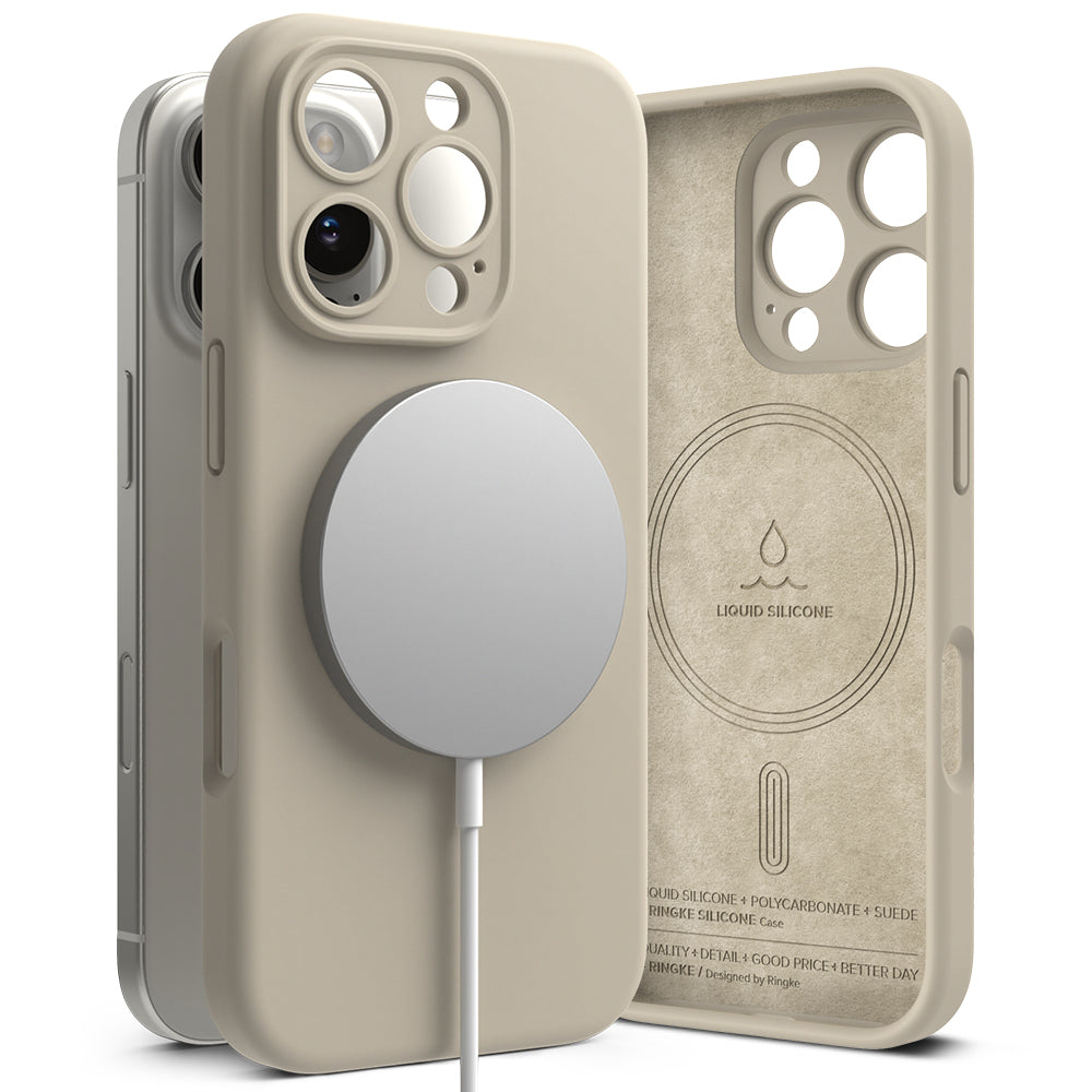 Husa de protectie Ringke Silicone Magnetic MagSafe compatibil cu iPhone 16 Pro, Stone