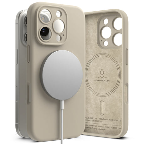 Husa de protectie Ringke Silicone Magnetic MagSafe compatibil cu iPhone 16 Pro, Stone