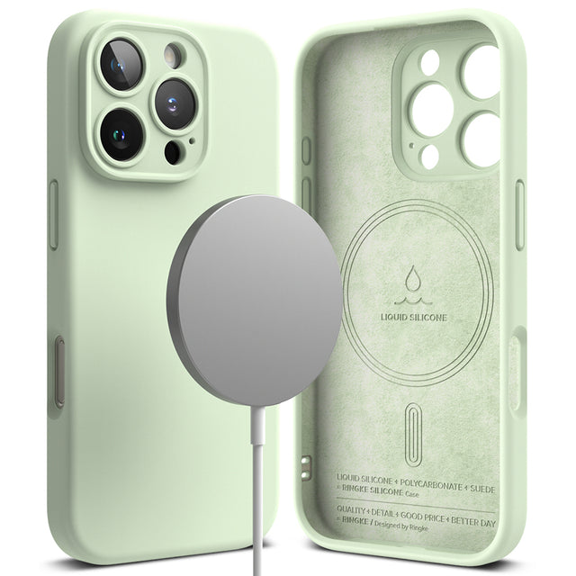 Husa de protectie Ringke Silicone Magnetic MagSafe compatibil cu iPhone 16 Pro, Soft Mint
