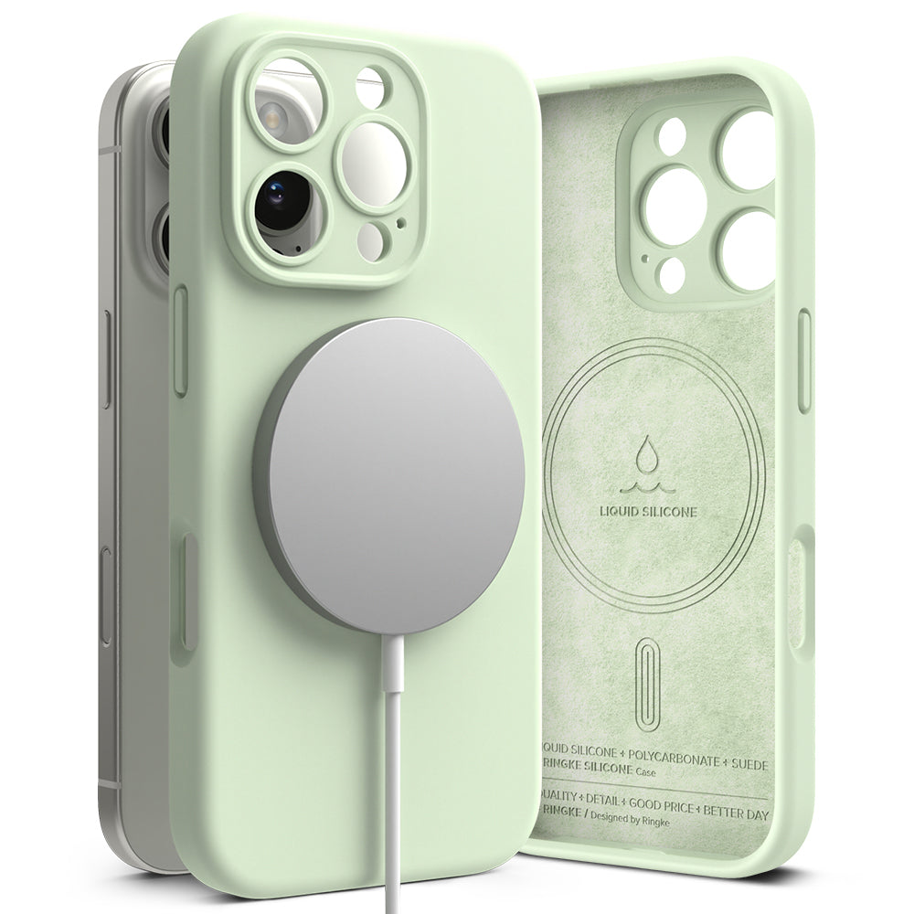 Husa de protectie Ringke Silicone Magnetic MagSafe compatibil cu iPhone 16 Pro, Soft Mint