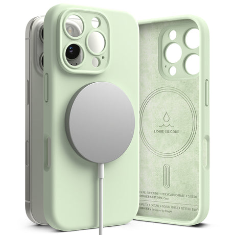 Husă Ringke Silicone Magnetic MagSafe pentru iPhone 16 Pro, verde