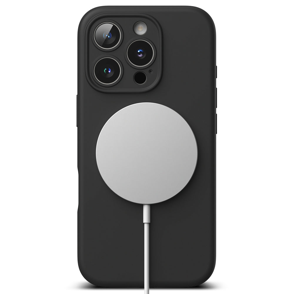Husă Ringke Silicone Magnetic MagSafe pentru iPhone 16 Pro, neagră