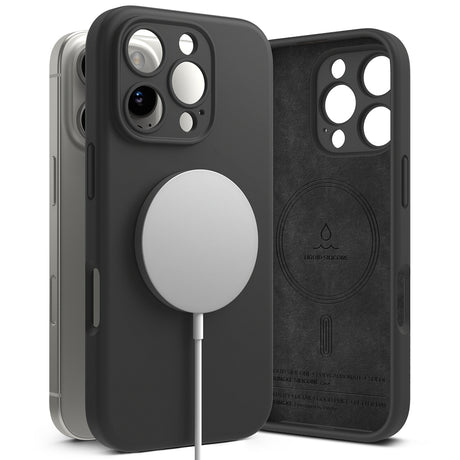 Husă Ringke Silicone Magnetic MagSafe neagră pentru iPhone 16 Pro Max