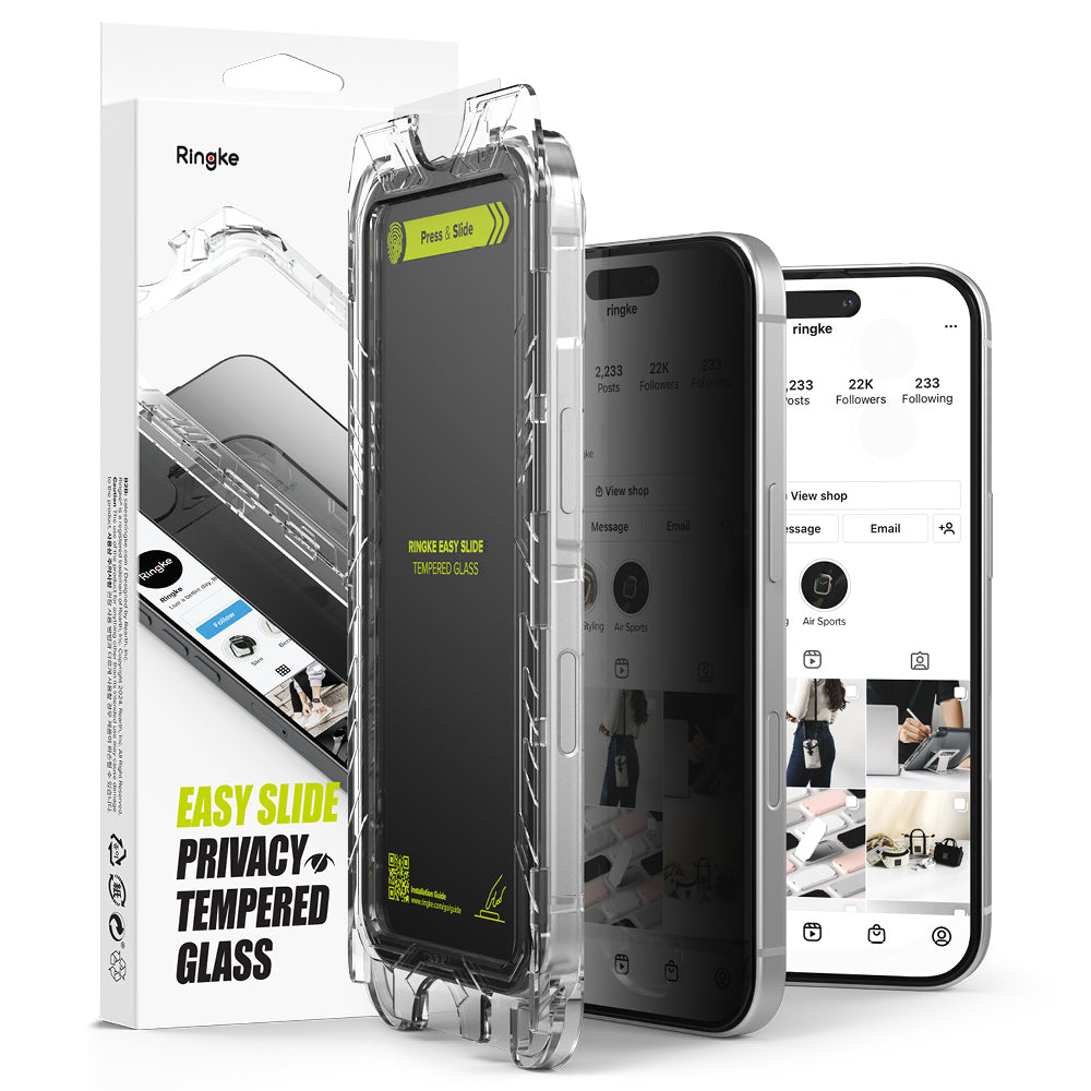 Folie de protectie Ringke Easy Slide Tempered Glass (set de 2) compatibil cu iPhone 16 Plus / iPhone 15 Plus, Privacy