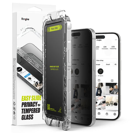 Folie de protectie Ringke Easy Slide Tempered Glass (set de 2) compatibil cu iPhone 16 Plus / iPhone 15 Plus, Privacy