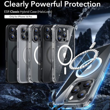 Husa de protectie ESR Classic Hybrid HaloLock compatibil cu iPhone 16 Pro, Frosted Clear