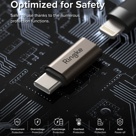 Adaptor Ringke OTG Adapter (set de 2), Lightning to Type-C, Aluminium Alloy, 480Mbps, 27W, Gunmetal