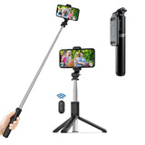 Suport Techsuit Selfie Stick (Q01), with Bluetooth Remote Control and Stable Tripod Mount, 101cm, Negru