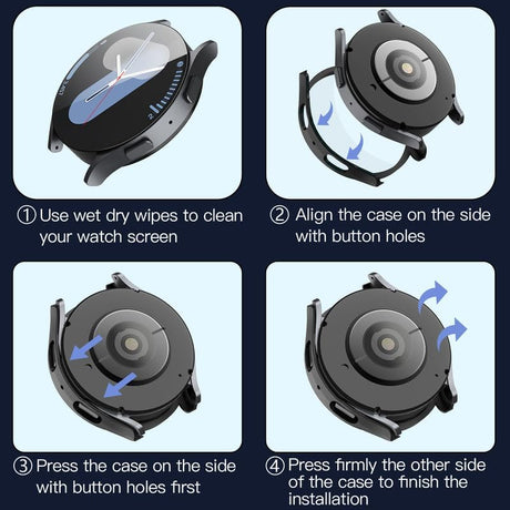 Folie de protectie smartwatch Techsuit Defense360 Pro + Screen Protector compatibil cu Samsung Galaxy Watch7 (44mm), Negru