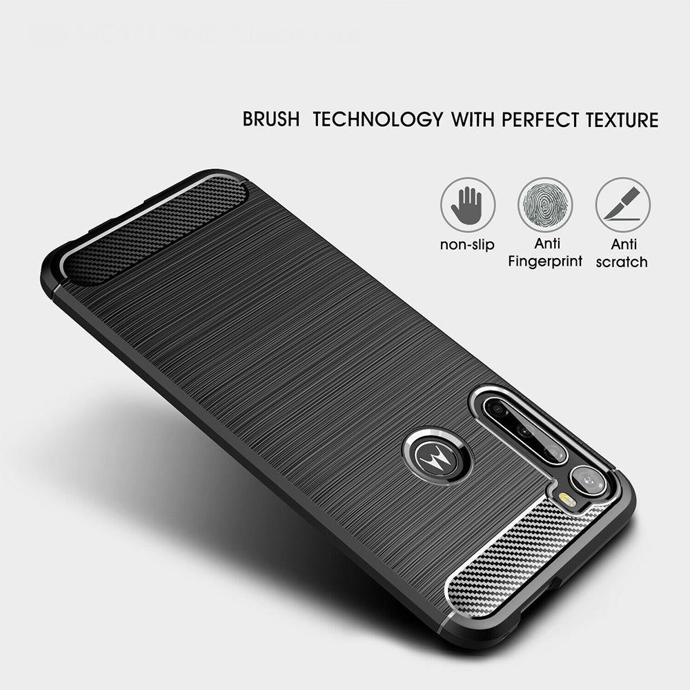 Husa de protectie Techsuit Carbon Silicone compatibil cu Motorola One Fusion Plus, Negru
