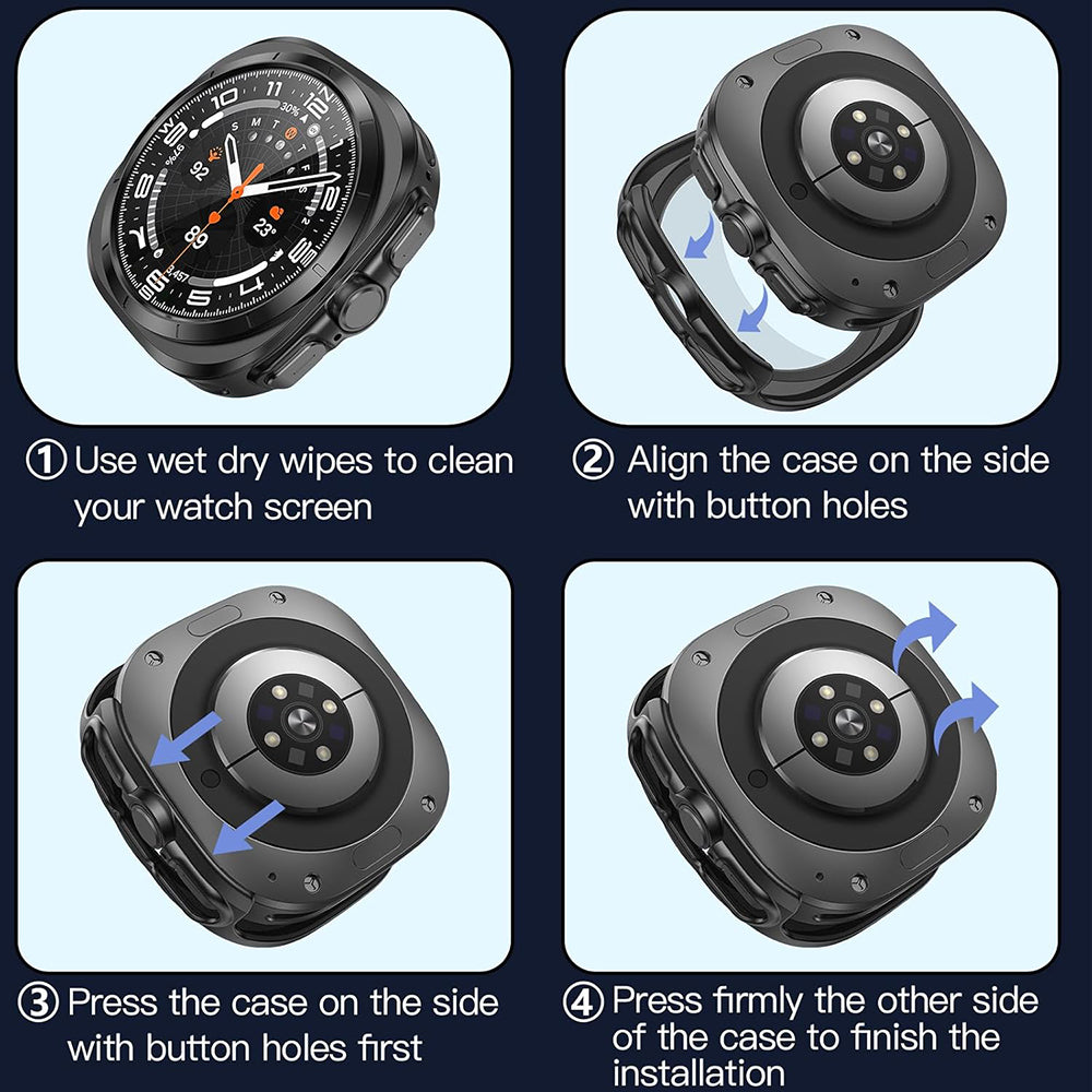 Folie de protectie smartwatch Techsuit Defense360 Pro + Screen Protector compatibil cu Samsung Galaxy Watch Ultra (47mm), Negru